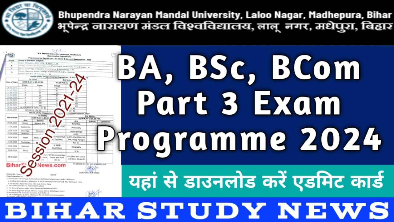 BNMU BA BSc BCom Part 3 Exam Programme 2024