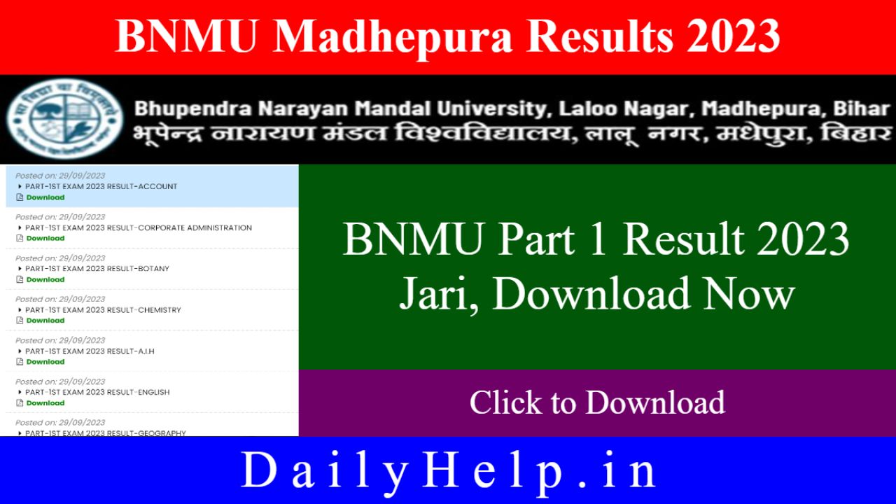 BNMU Part 1 Result 2023