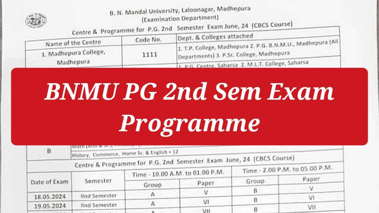 BNMU PG 2nd Sem Exam Programme 2024 Session 2023-25