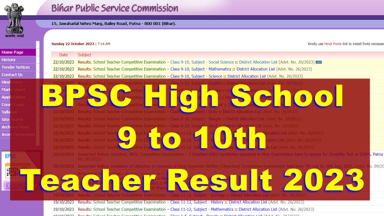 BPSC High School Teacher Result 2023