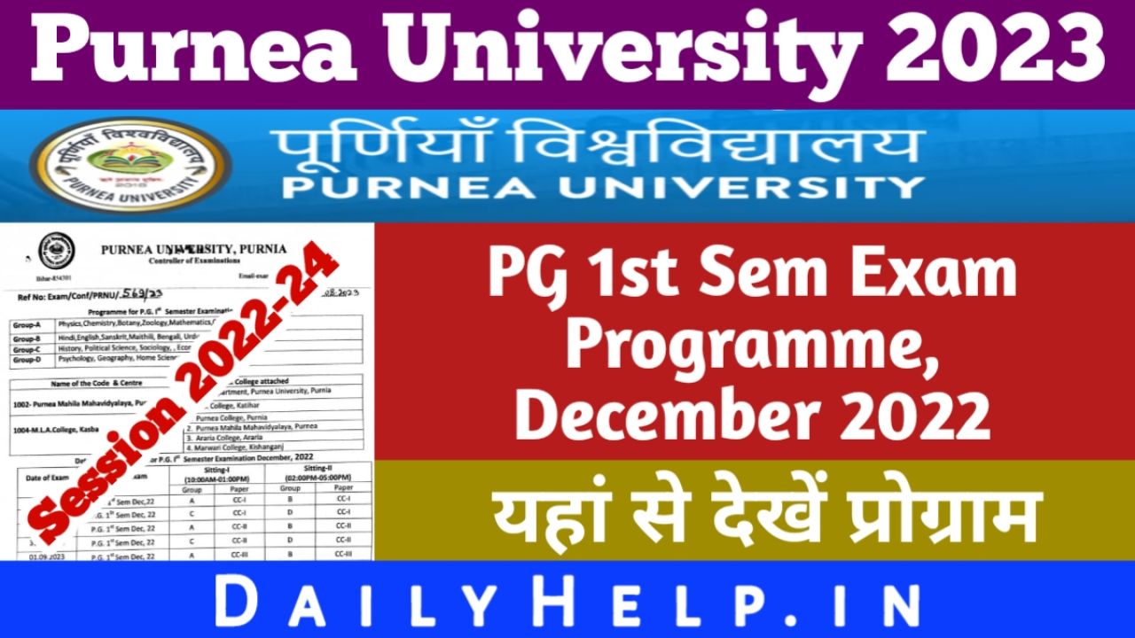 Purnea University PG 1st Sem Exam Programme 2022