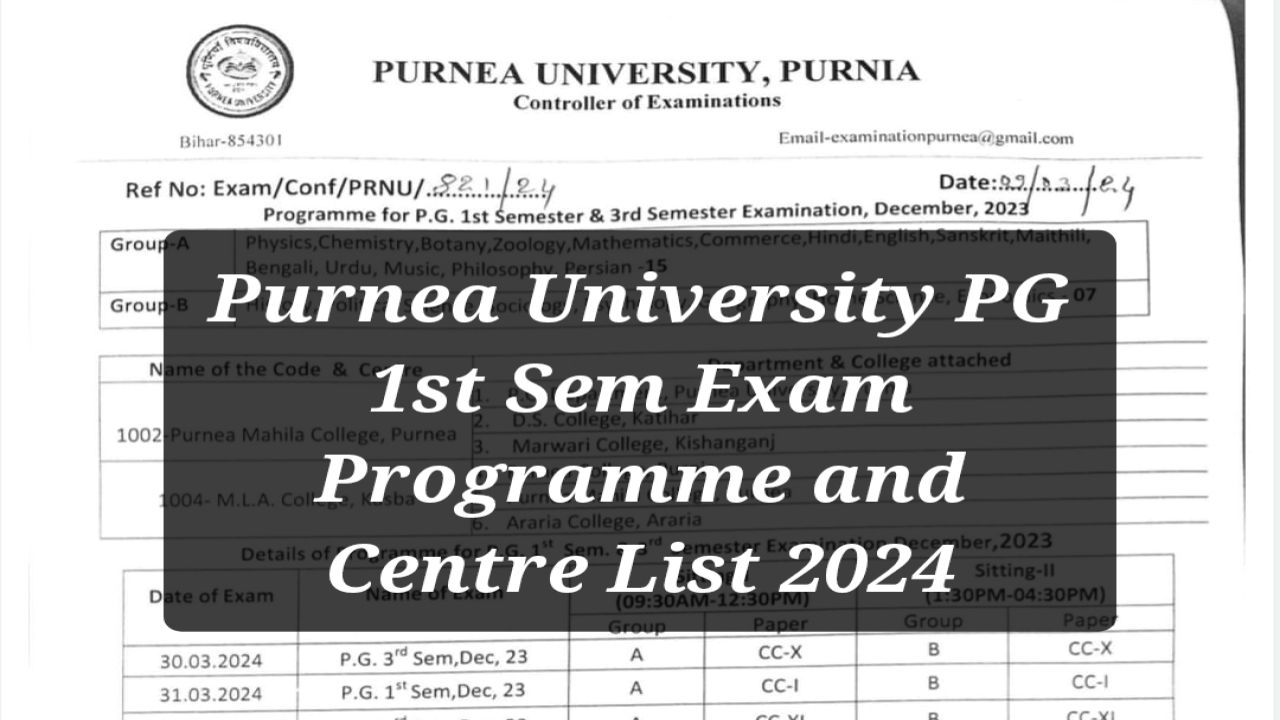 Purnea University PG 1st Sem Exam Programme 2024